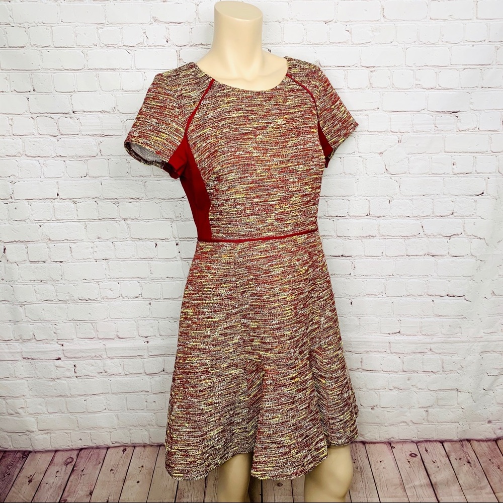 J. CREW Mixed Tweed Dress in Metallic Maroon Sz 10
